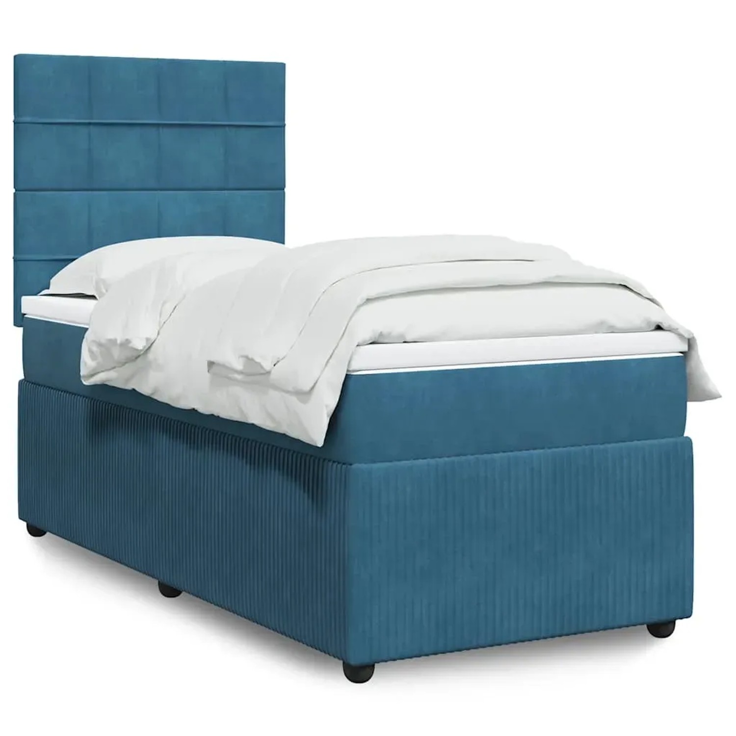 vidaXL Boxspringbett mit Matratze Blau 100x200 cm Samt 3294566 günstig online kaufen