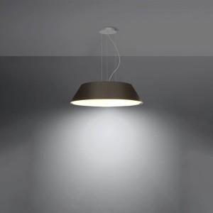 Schwarzer Sollux Lighting Kronleuchter Vega 60 mit Stoffschirm und fünf Leuchten.