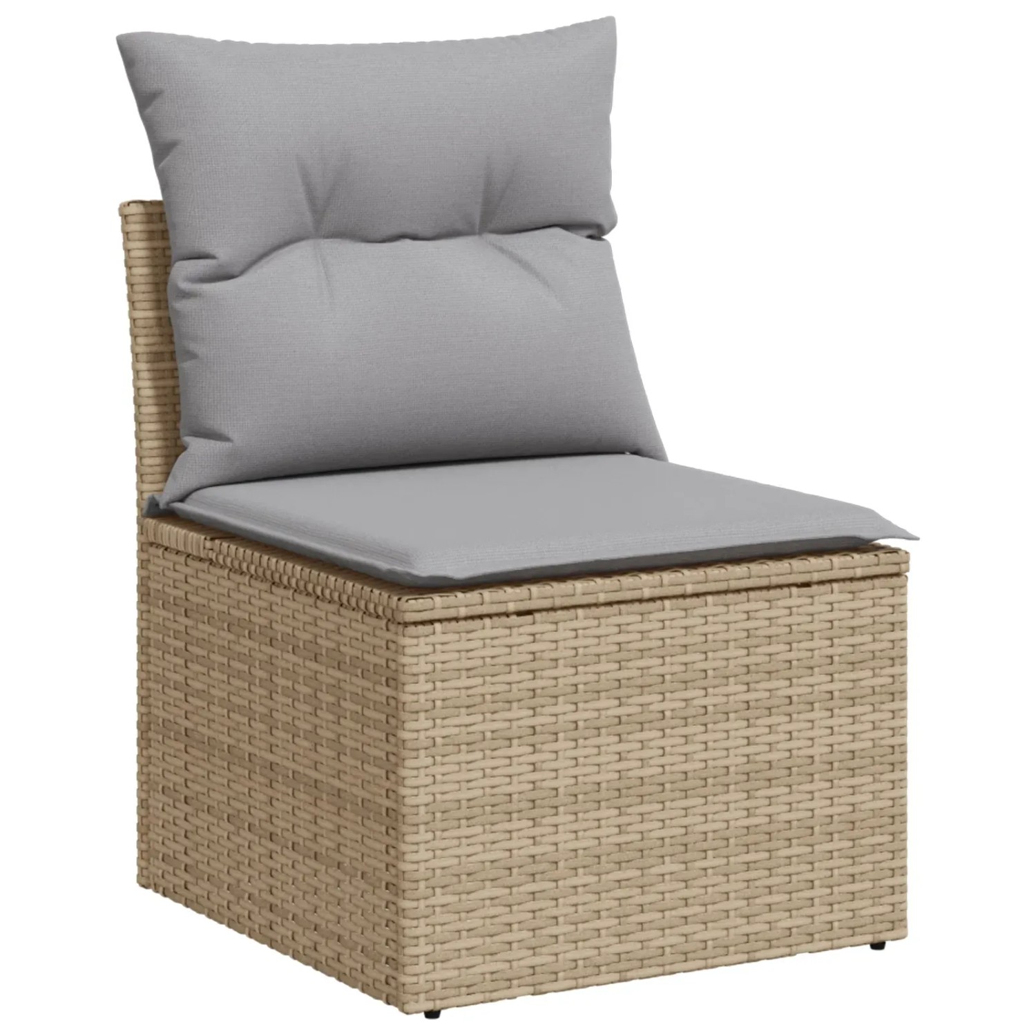 Beiges vidaXL Gartenmöbel Sofa-Set mit Stauraum, Poly Rattan.