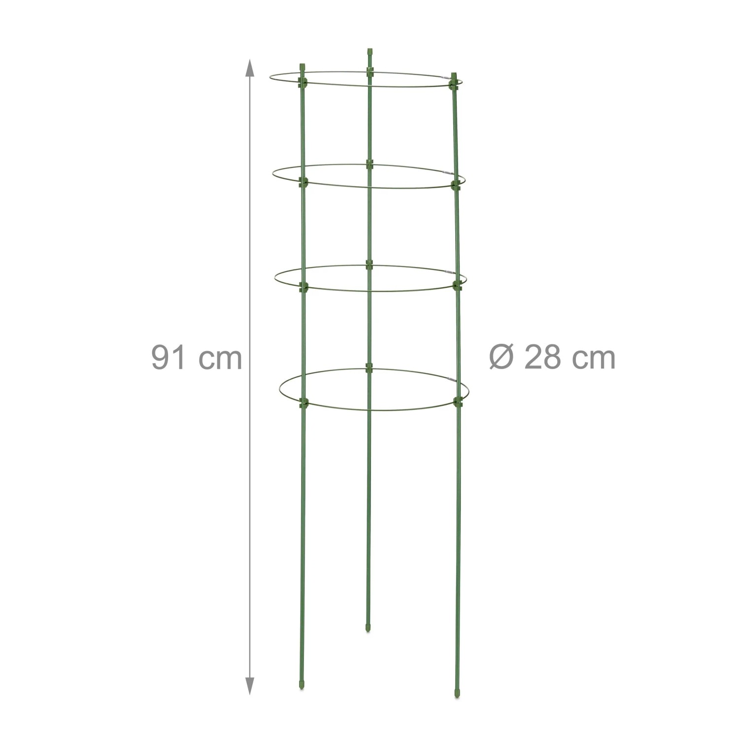 Relaxdays 3er Set Tomatenturm Eisen Kunststoff Grün Höhenverstellbar 91 cm x 28 cm 170 g_4