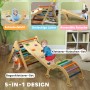AIYAPLAY 5-in-1 Klettergerüst Set mit Rutsche, Dreieck-Leiter und Schaukelwippe für Kinder.
