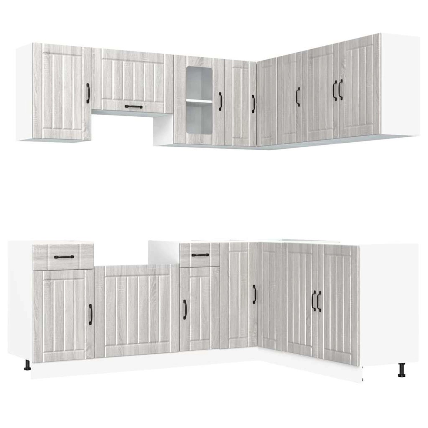 vidaXL 11-Tlg Küchenschrank-Set Kalmar Grau Sonoma Holzwerkstoff 3314947