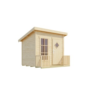 Lasita Maja Kinderspielhaus Natur Flipp mit Fenster und Terrasse, 160x200cm.