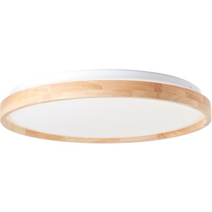 LED-Deckenleuchte Alson, 48 cm, Holz/Weiß, dimmbar mit Fernbedienung.