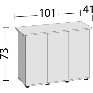 Juwel Aquariumunterschrank SBX Rio 180, schwarz, mit Maßangaben (101x41x73 cm).