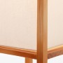 Detailansicht: Brilliant Tischleuchte Seaside Natur/Weiß mit Holzfuß und Textilschirm.
