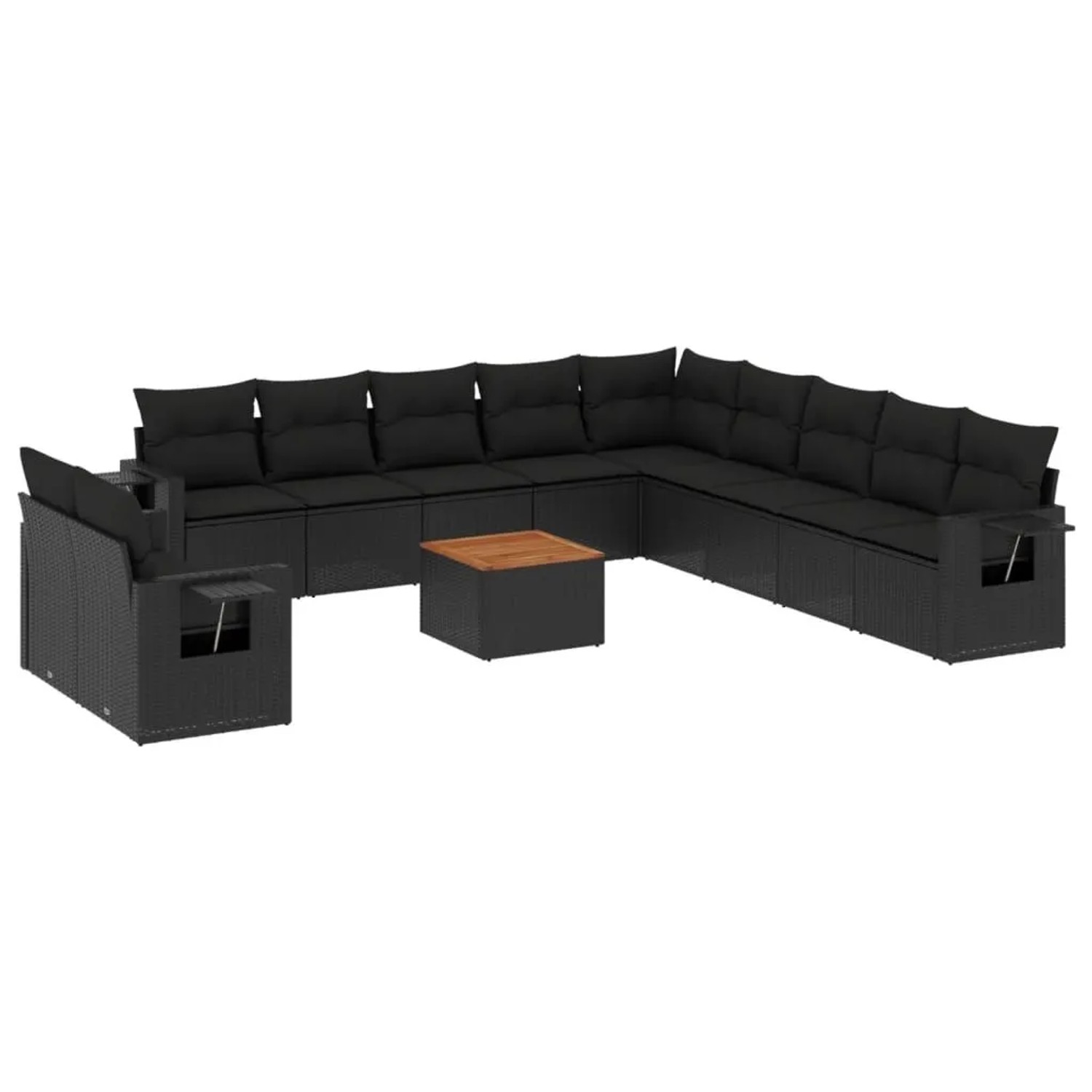 vidaXL 12-Tlg Garten-Sofagarnitur mit Kissen Schwarz Poly Rattan 3224641 günstig online kaufen