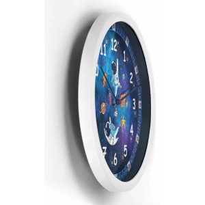 Blaue Wall-Art Wanduhr mit Astronauten-Motiv, Ø 29 cm, ideal für Kinderzimmer.