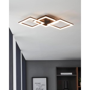 Moderne Eglo LED-Deckenleuchte Paranday-Z, 65 cm, schwarz-weiß mit quadratischen Leuchtelementen.