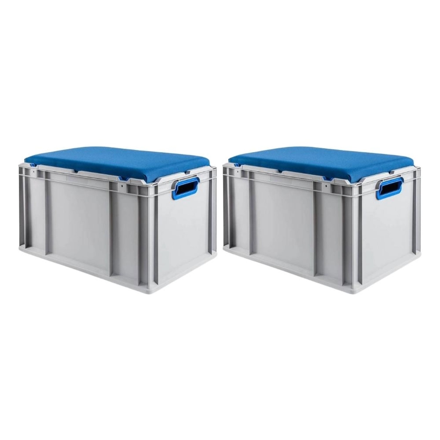 SparSet 2 x Eurobox NextGen Seat Box Blau HxBxT 36,5 x 40 x 60 cm 65 Liter Griffe Offen Eurobehälter Sitzbox Transportbo...