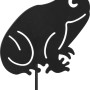 Dunkelgrauer Gartenstecker Frosch aus Eisen, 30cm hoch, Gartendekoration.