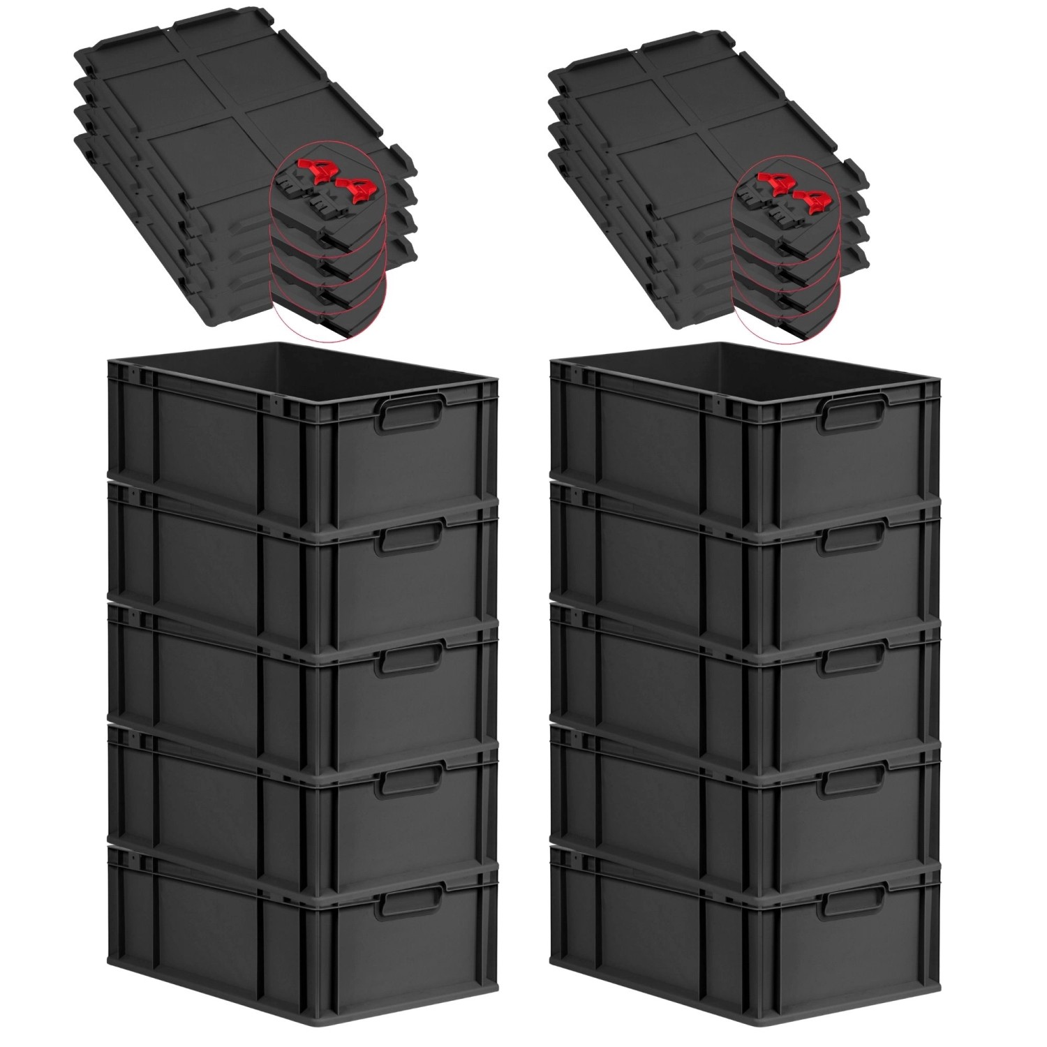 PROREGAL SuperSparSet 10x Eurobox Nextgen Grip Mit Scharnierdeckel Und Rote günstig online kaufen