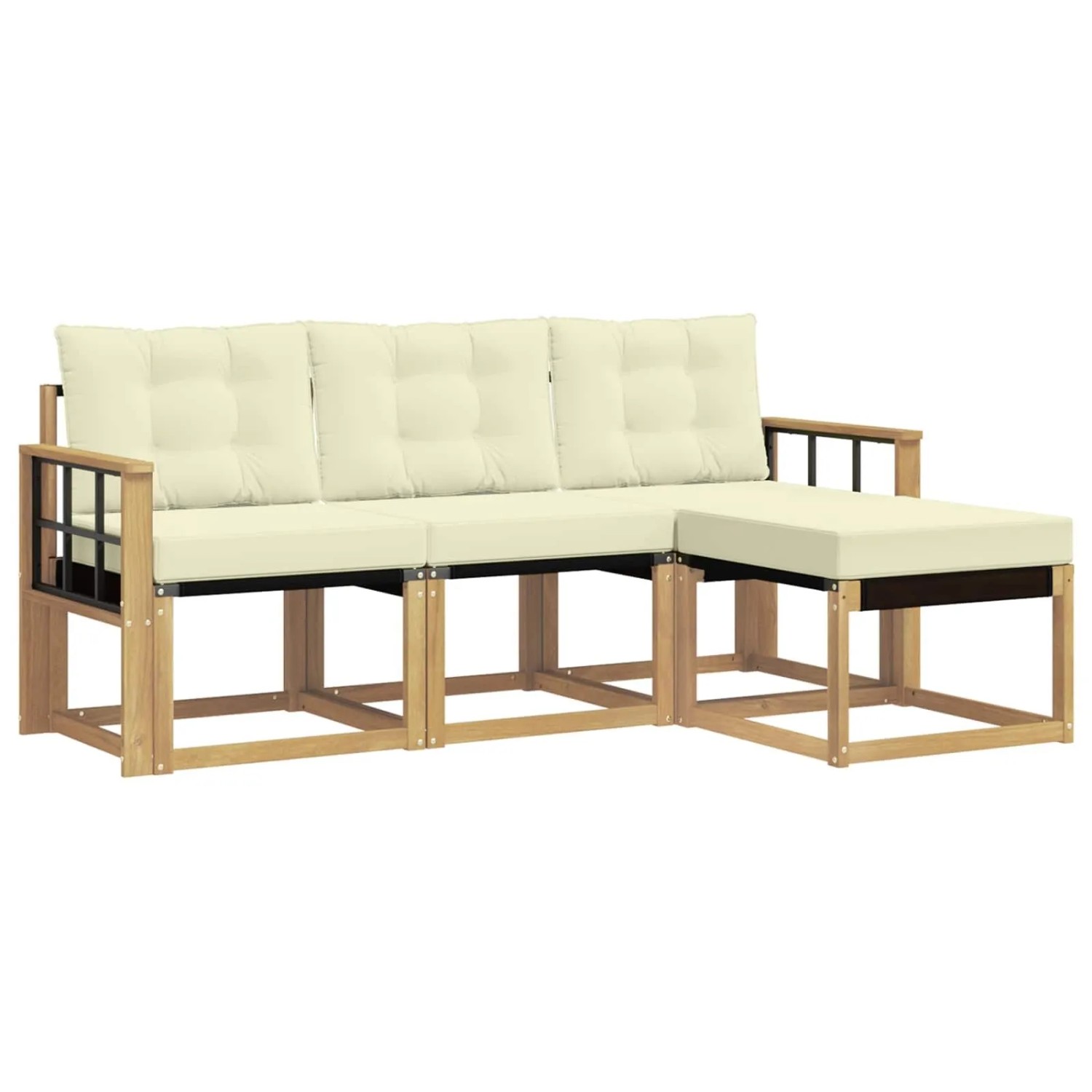 vidaXL Outdoor-Sofagarnitur mit Kissen 4-Tlg Weiß und Creme 3389360