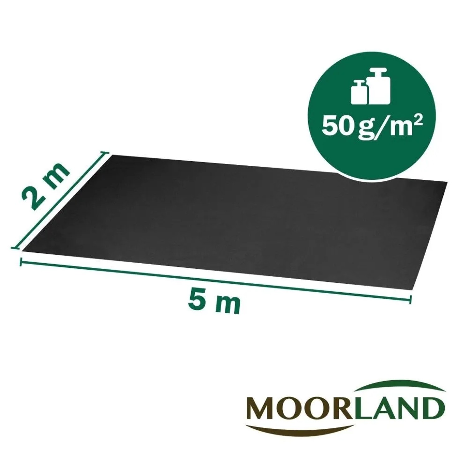 Moorland Gardur Unkrautvlies, 200x500cm, schwarz, zur Unkrautbekämpfung im Garten.
