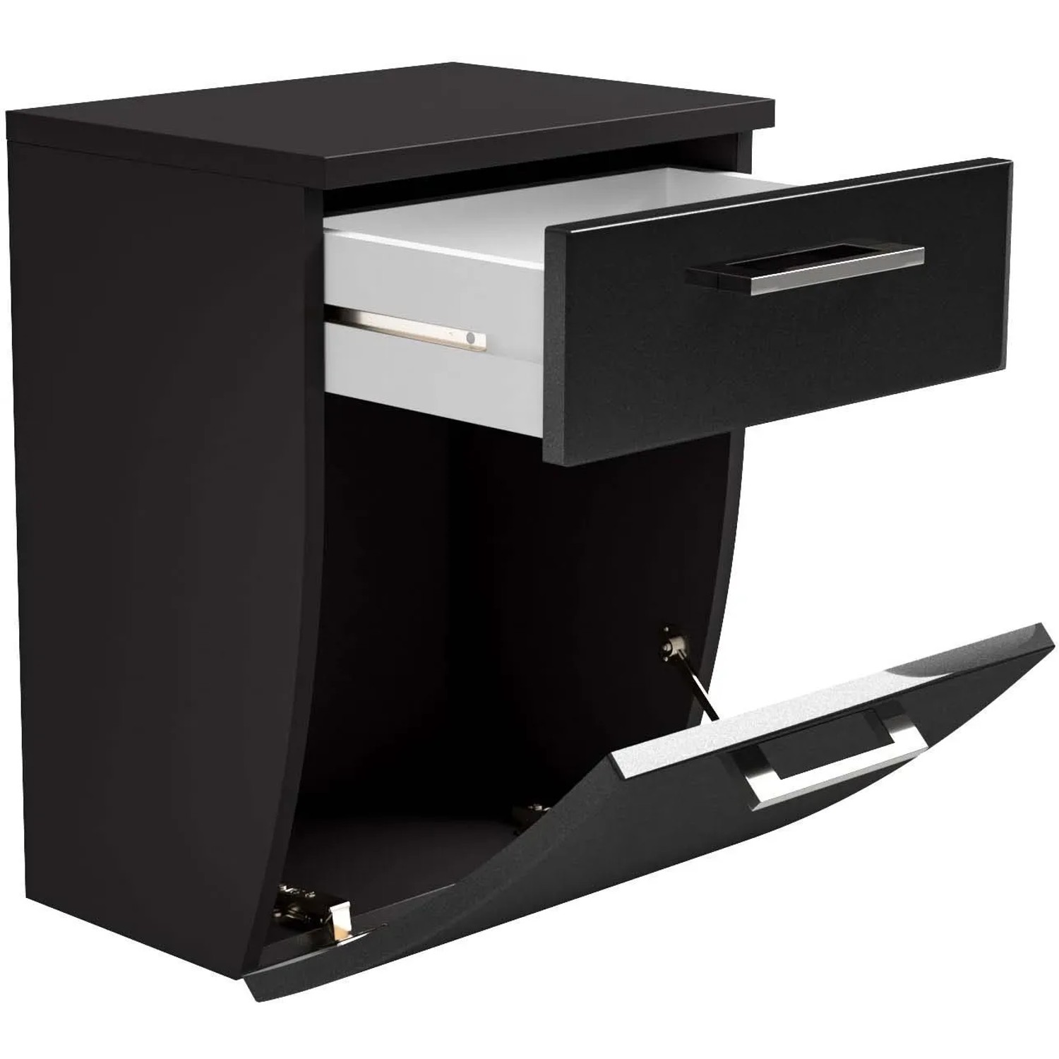 Posseik Bad-Hängeschrank Rima, anthrazit, 40 cm breit, mit offener Schublade und Tür.