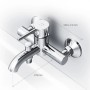AM.PM Spike Wannenarmatur Aufputz Chrom, Einhebelmischer für Badewanne und Brause.