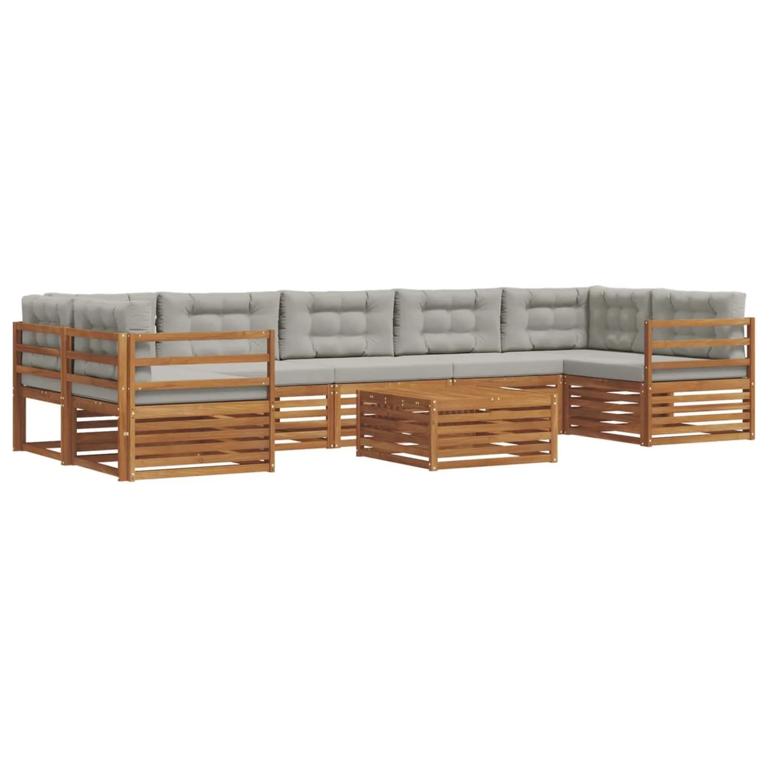 vidaXL Outdoor-Sofagarnitur mit Kissen 24-Tlg Natur und Hellgrau 3373161