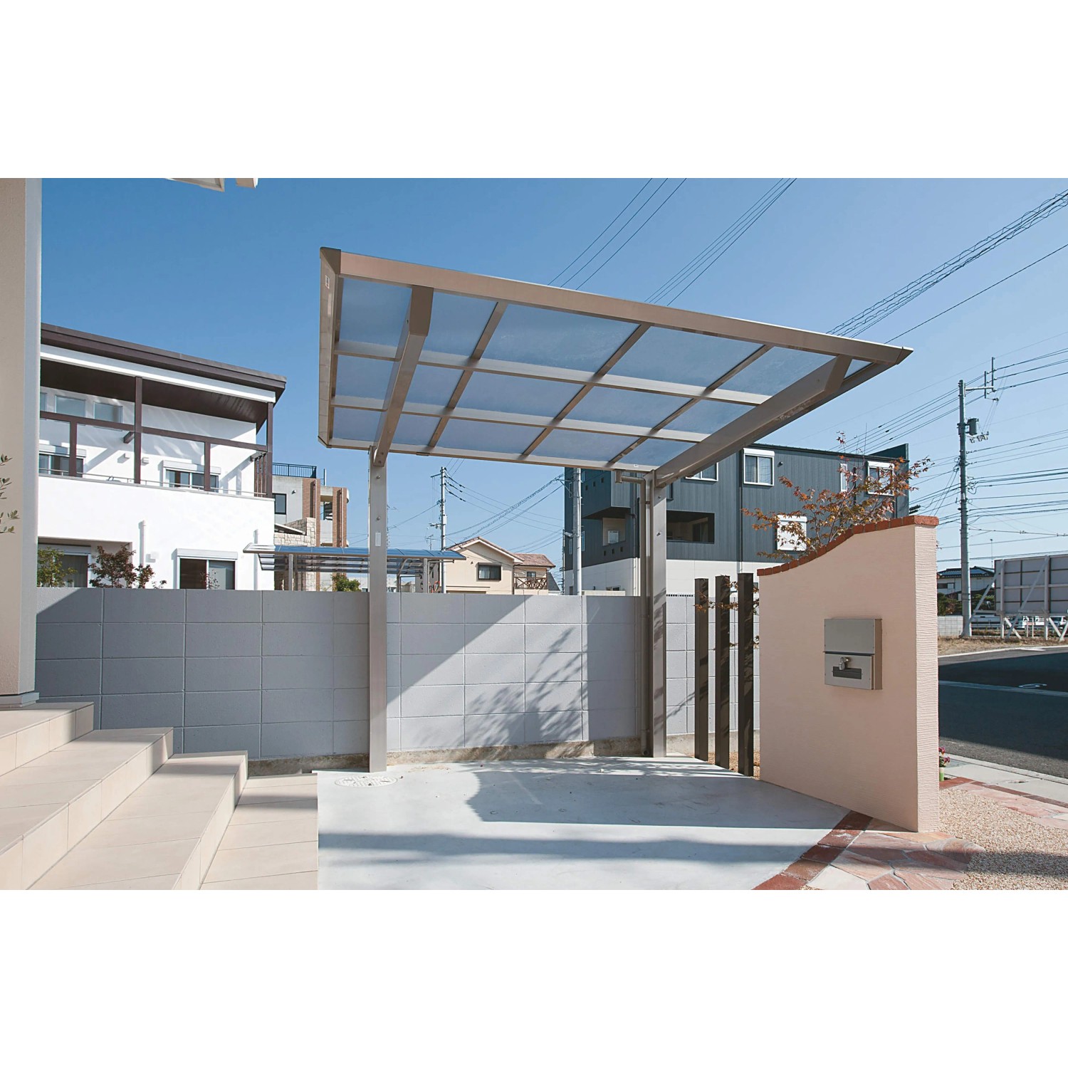 Ximax Alu Carport Smart Port Typ 60 in Edelstahl-Optik, 210x253 cm, mit transparentem Dach.