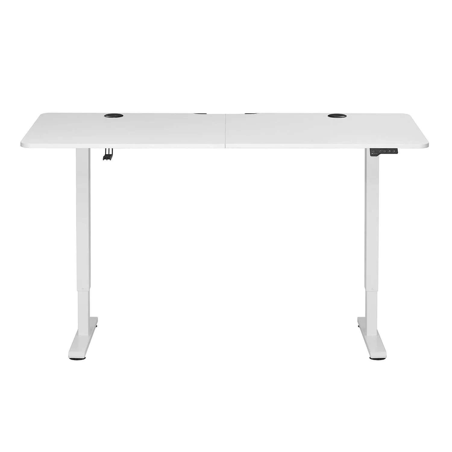 Weißer, elektrisch höhenverstellbarer Juskys Schreibtisch Office Stand 140x60 cm mit Kabelführung.