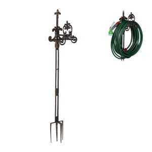 Relaxdays Schlauchhalter Gusseisen Bronze Mit Erdspießen 133 cm x 24 cm x 17 cm 4,2 kg