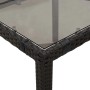 Detailansicht Gartentisch der vidaXL 5-tlg. Essgruppe aus schwarzem Poly Rattan mit Glasplatte.
