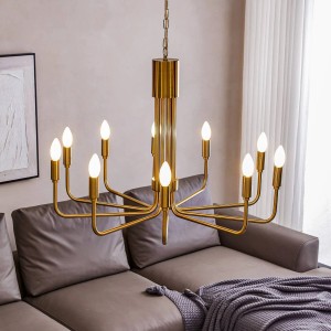 Lindby Kronleuchter Elanova 9639658 Retro Vintage Antik in Gold Messing aus Metall 10-flammig E14 Wohnzimmerleuchte