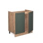 Vicco Spülenunterschrank Fame-Line in Grün-Gold/Eiche Optik, 80 cm breit. Küchenschrank mit zwei Türen.