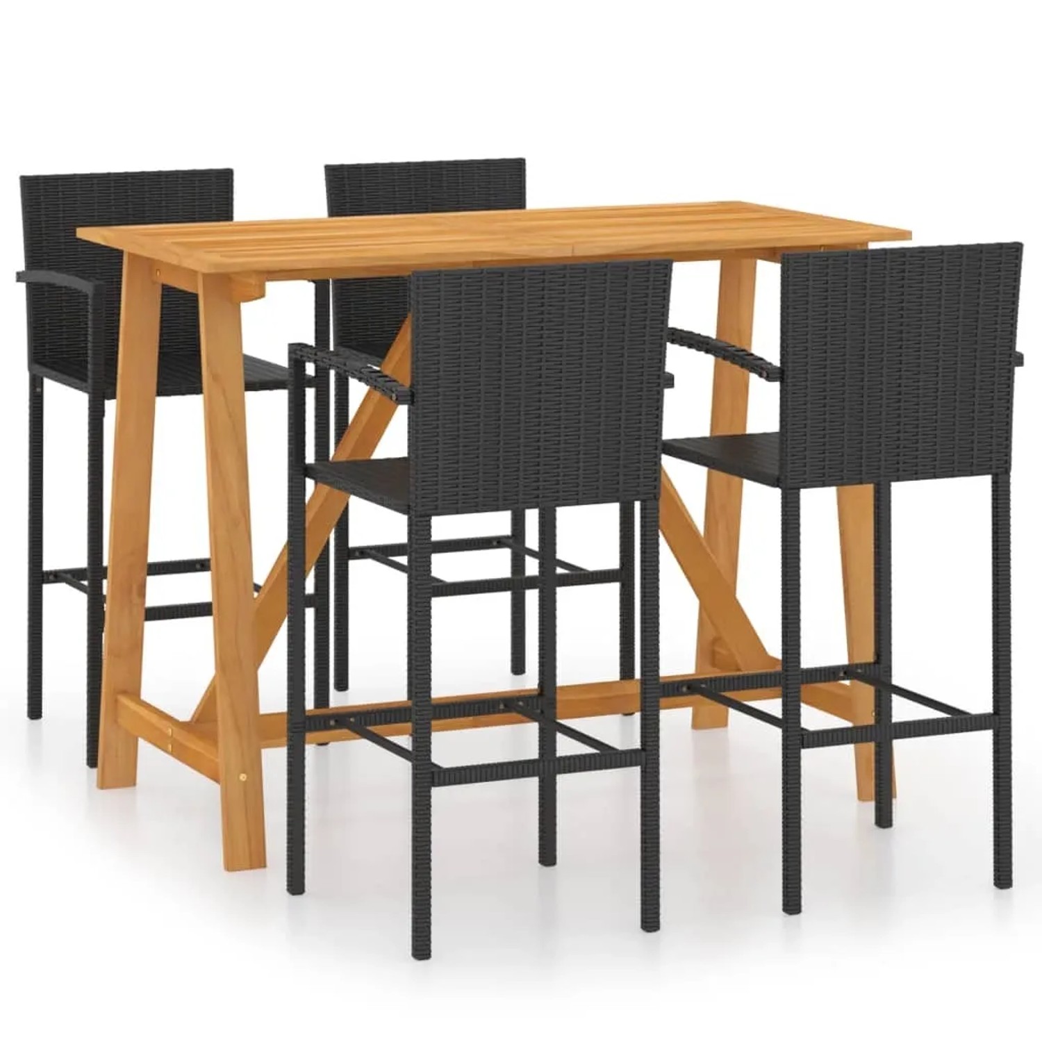 vidaXL 5-tlg Gartenbar-Set Schwarz Modell 4