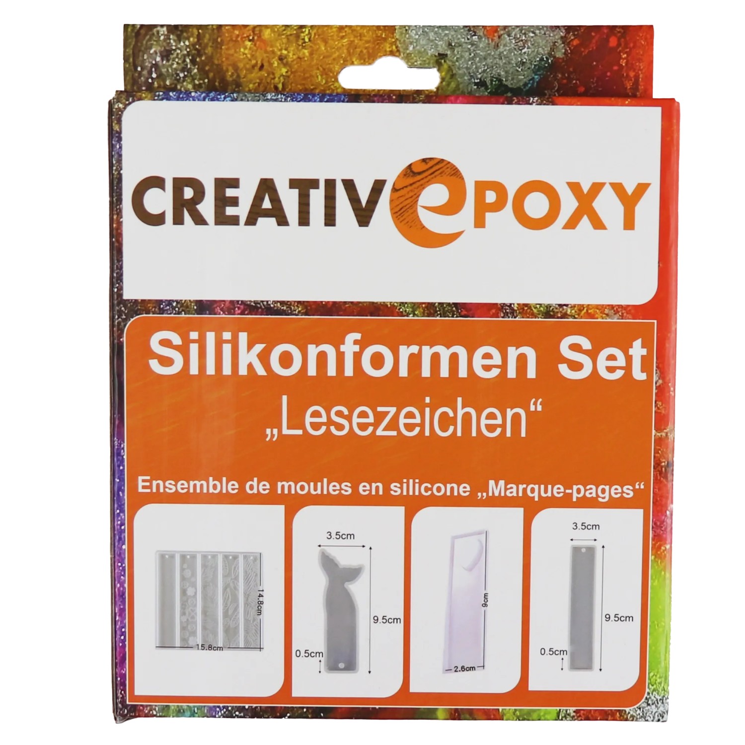 CreativEpoxy Silikonformen Set Lesezeichen 4-teilig Milchig