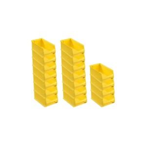 PROREGAL SuperSparSet: 18 gelbe Sichtlagerboxen (15x20x35 cm, 7,2 Liter) für Aufbewahrungssysteme.