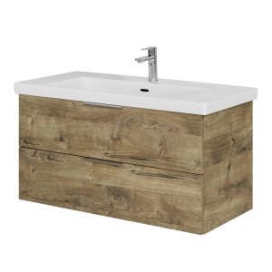 Steinkamp Waschtischunterschrank Living 2.0 Eiche mit Villeroy&Boch Subway 3.0 Waschtisch, 100 cm.