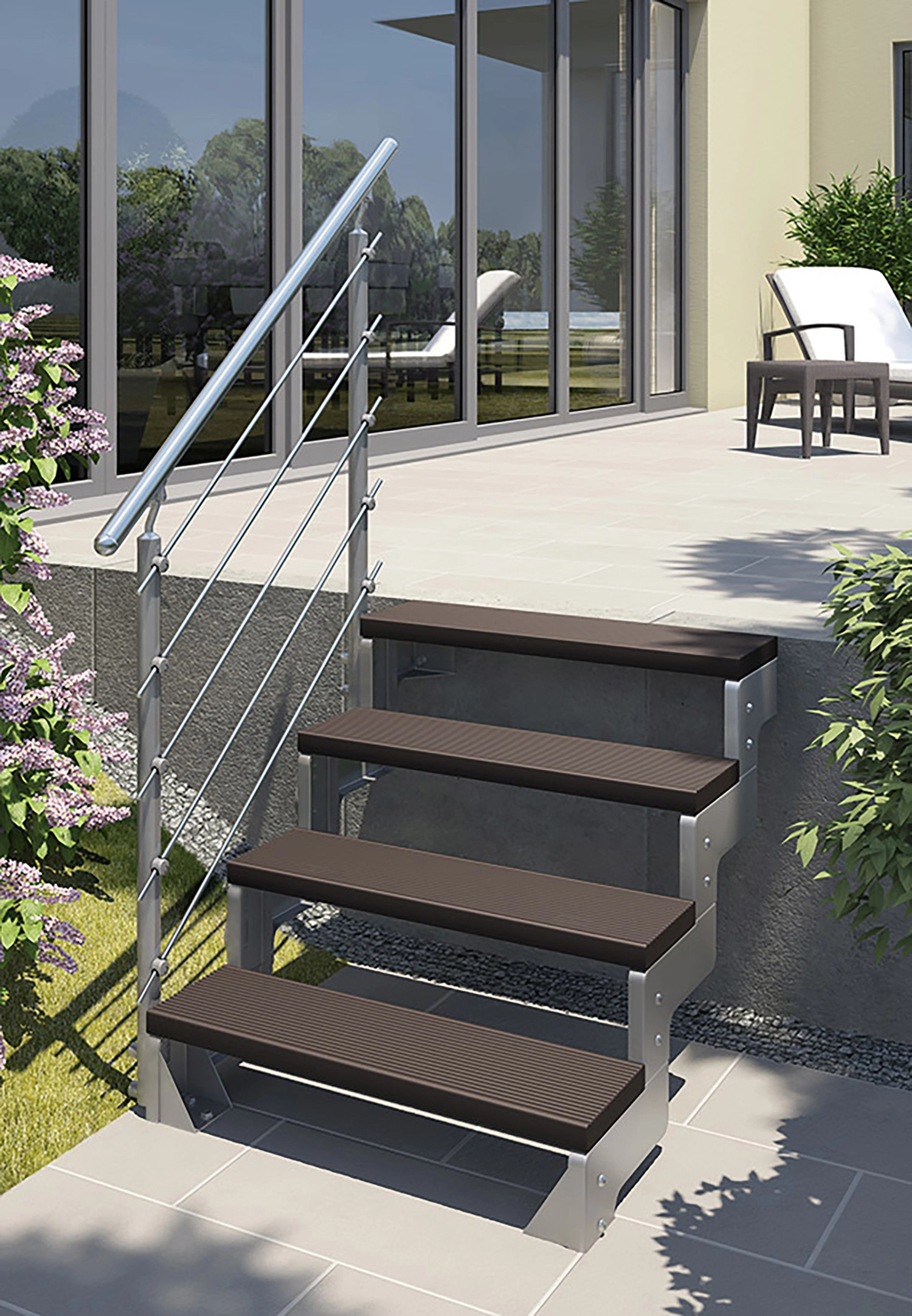 Dolle Außentreppe Gardentop 3 Trimax-Stufen 80 cm Dunkelbraun +  Prova-Geländer kaufen bei OBI