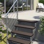 DOLLE Außentreppe Gardentop mit 3 Stufen in Dunkelbraun und Geländer aus Aluminium und Edelstahl.