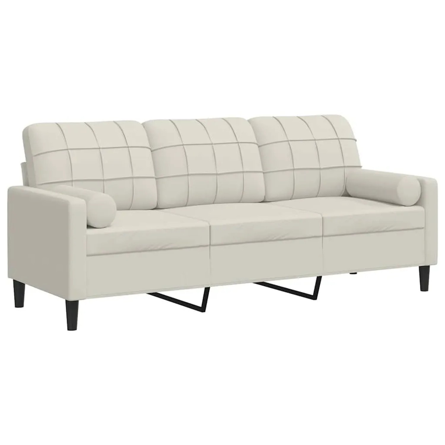 vidaXL 3-Sitzer-Sofa mit Zierkissen Creme 180 cm Samt 3278237 günstig online kaufen
