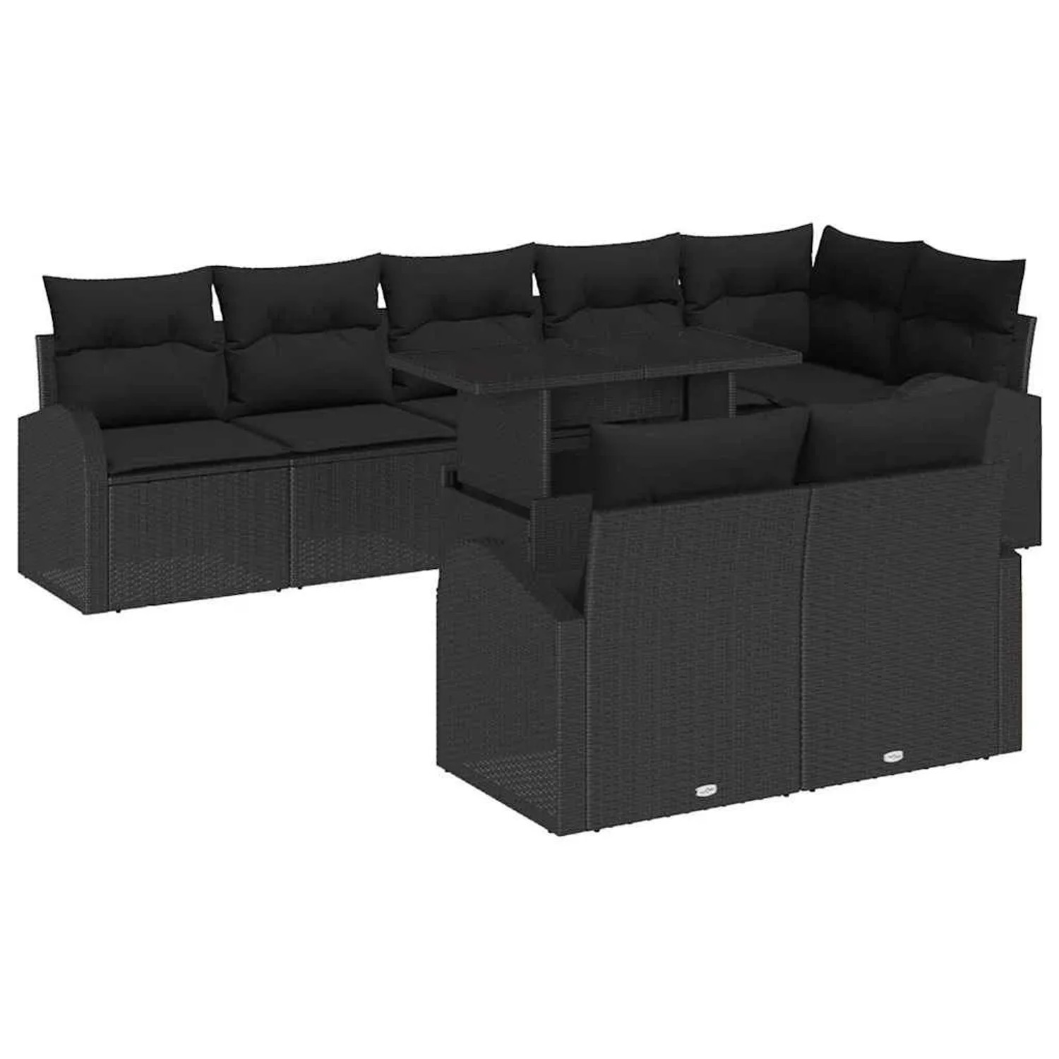 vidaXL Gartensofa-set mit Speicher 9-Tlg Schwarz Poly-Rattan 3348669 günstig online kaufen
