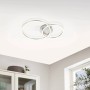 Moderne LED-Deckenleuchte Palmaves 3 von Eglo, Nickel-Matt/Silber, mit zwei runden Leuchtelementen.