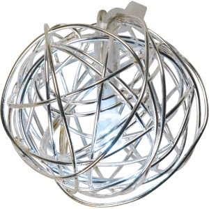 LED-Lichterkette Drahtkugel Silber, batteriebetrieben, für Wanddeko.