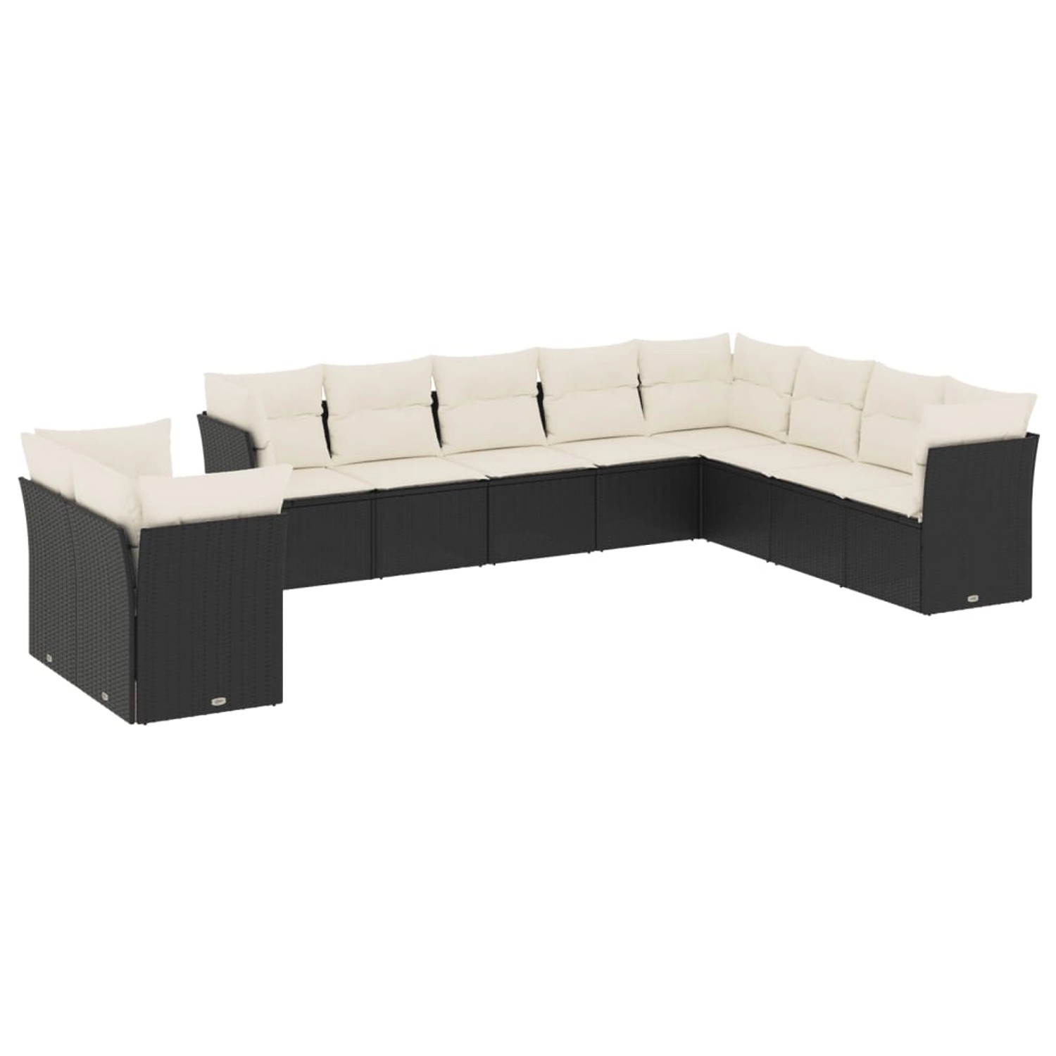 vidaXL 10-Tlg Garten-Sofagarnitur mit Kissen Schwarz Poly Rattan 3217856 günstig online kaufen