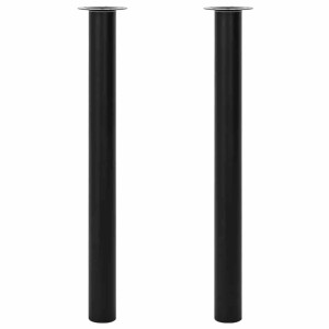Zwei schwarze, höhenverstellbare Teleskop-Tischfüße (710-1100 mm) aus Eisen.