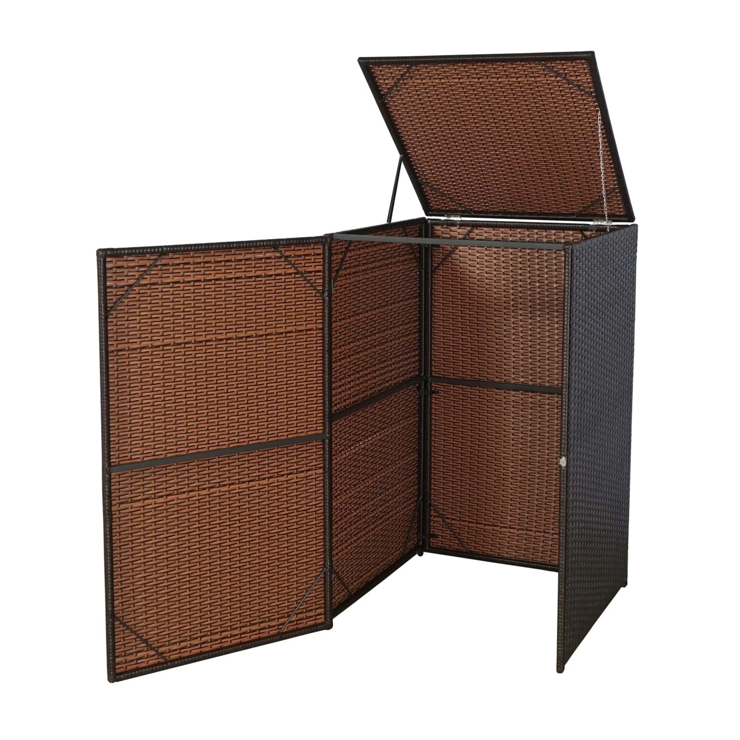 Proregal Mülltonnenverkleidung HxBxT 110x65x66 cm Poly-Rattan 120L Braun Mü günstig online kaufen