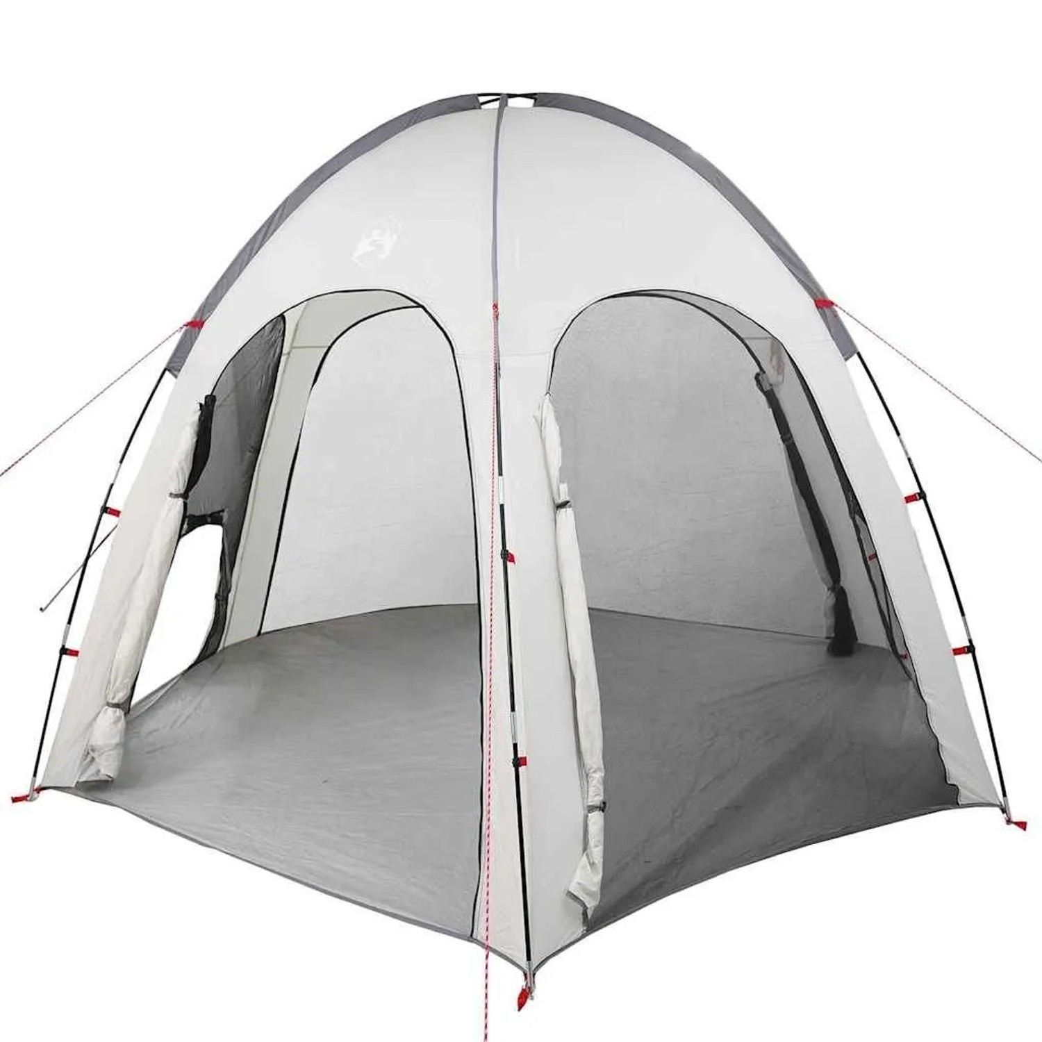 Graues vidaXL Poolzelt mit Dach, 366x305x231 cm, aus Polyester, ideal für Garten und Camping.
