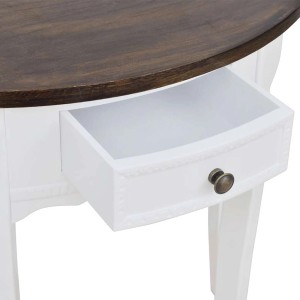 vidaXL Konsolentisch mit Schublade und Brauner Tischplatte Halbrund 241531