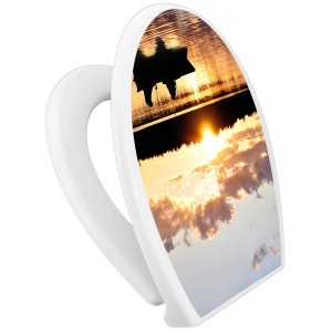 Banjado Familien WC-Sitz mit Angler-Motiv und Absenkautomatik. Klodeckel mit integriertem Kindersitz.