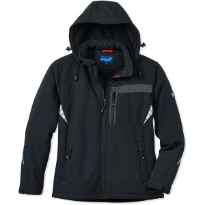 Schwarze Scheibler Winter-Softshelljacke Professional Gr. M mit Kapuze und Reflektoren.