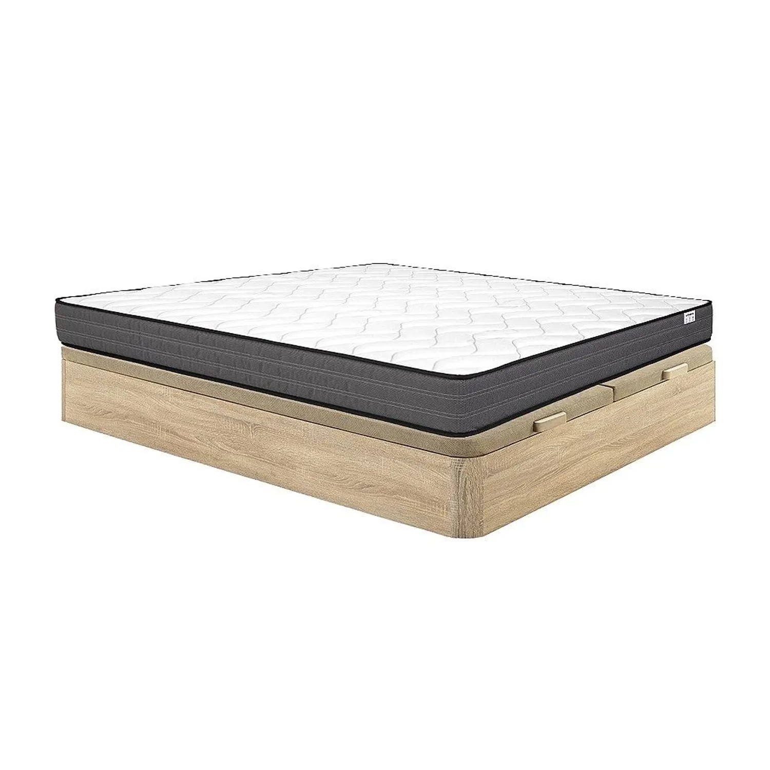 Vente-unique Matratze Und Bettgestell Mit Lattenrost Und Bettkasten Ambracie Naturfarben Hell 200 cm