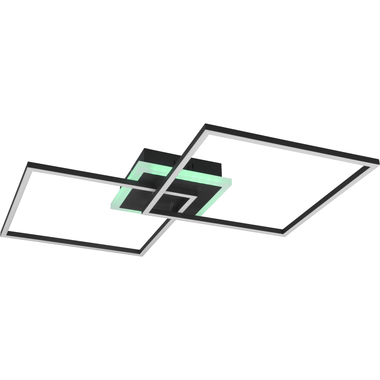 Moderne LED-Deckenleuchte Arribo, schwarz matt, mit RGBW-Funktion für stimmungsvolle Beleuchtung.