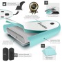 Tectake Zenon SUP Board: Schnittbild zeigt Drop-Stitch-Kern, Anti-Rutsch-Oberfläche, 3-Finnen-System. Inkl. Rucksack & Reparaturset.