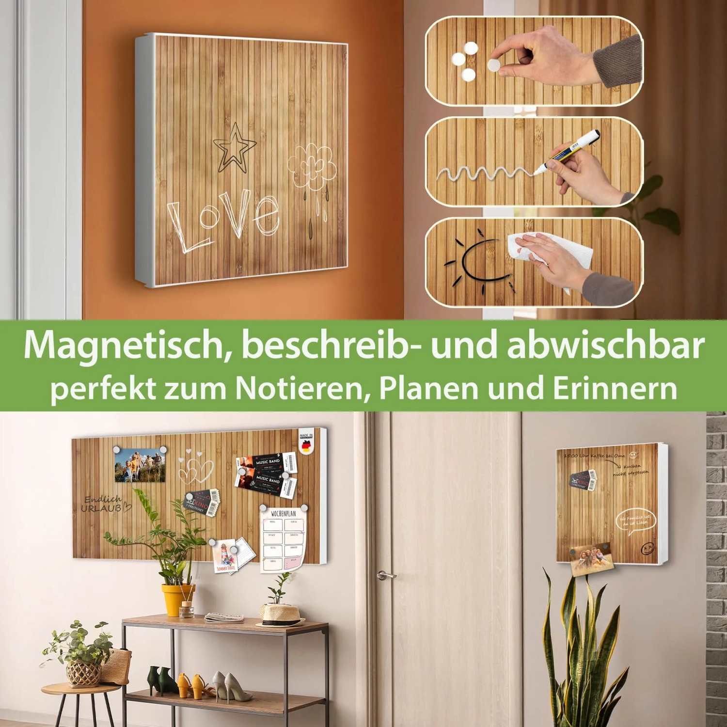 Banjado Schlüsselkasten Groß 30 x 30 cm 50 Haken Weiß Glas kaufen bei OBI
