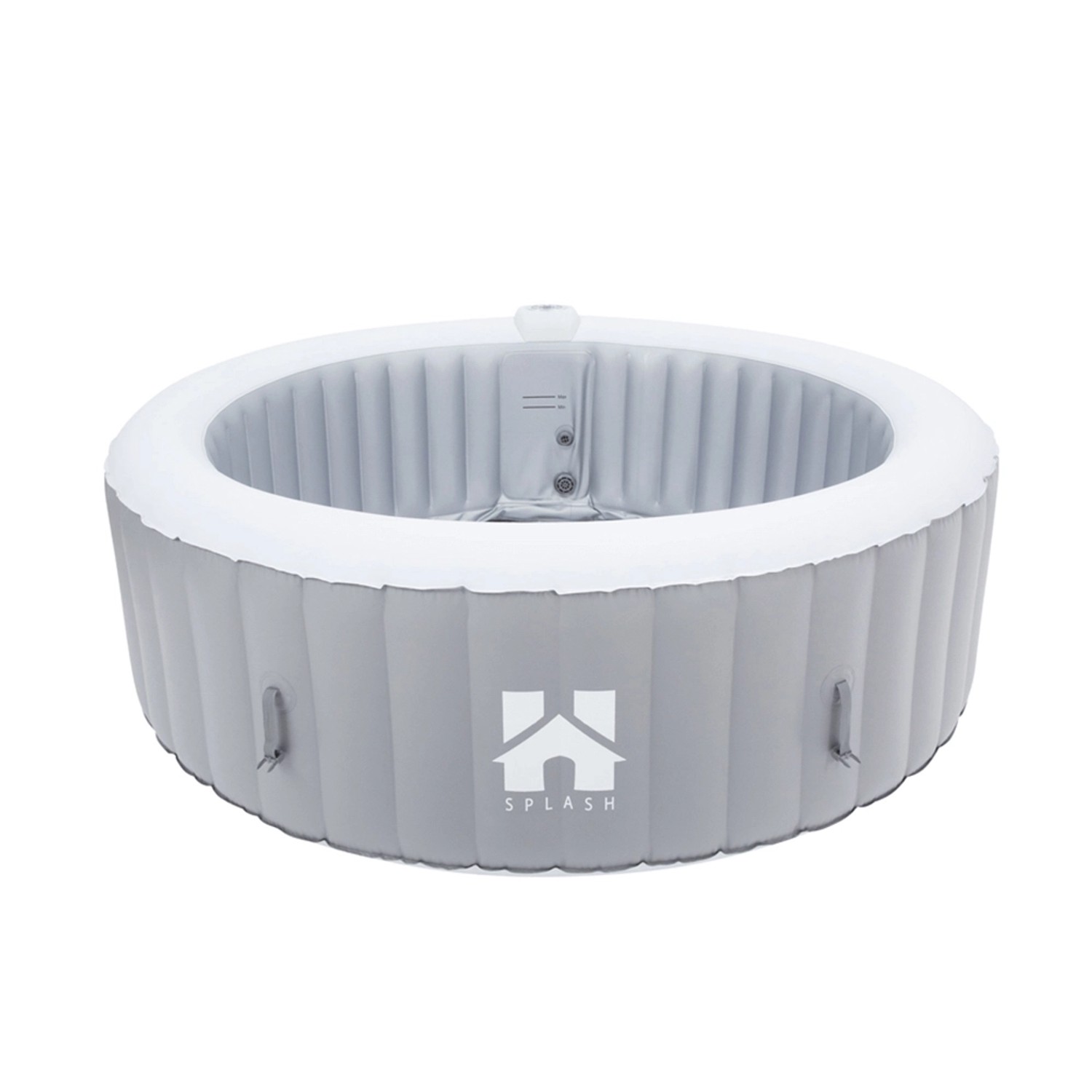 Grauer, runder Home Deluxe Whirlpool Splash, Ø 208 cm, für bis zu 6 Personen.