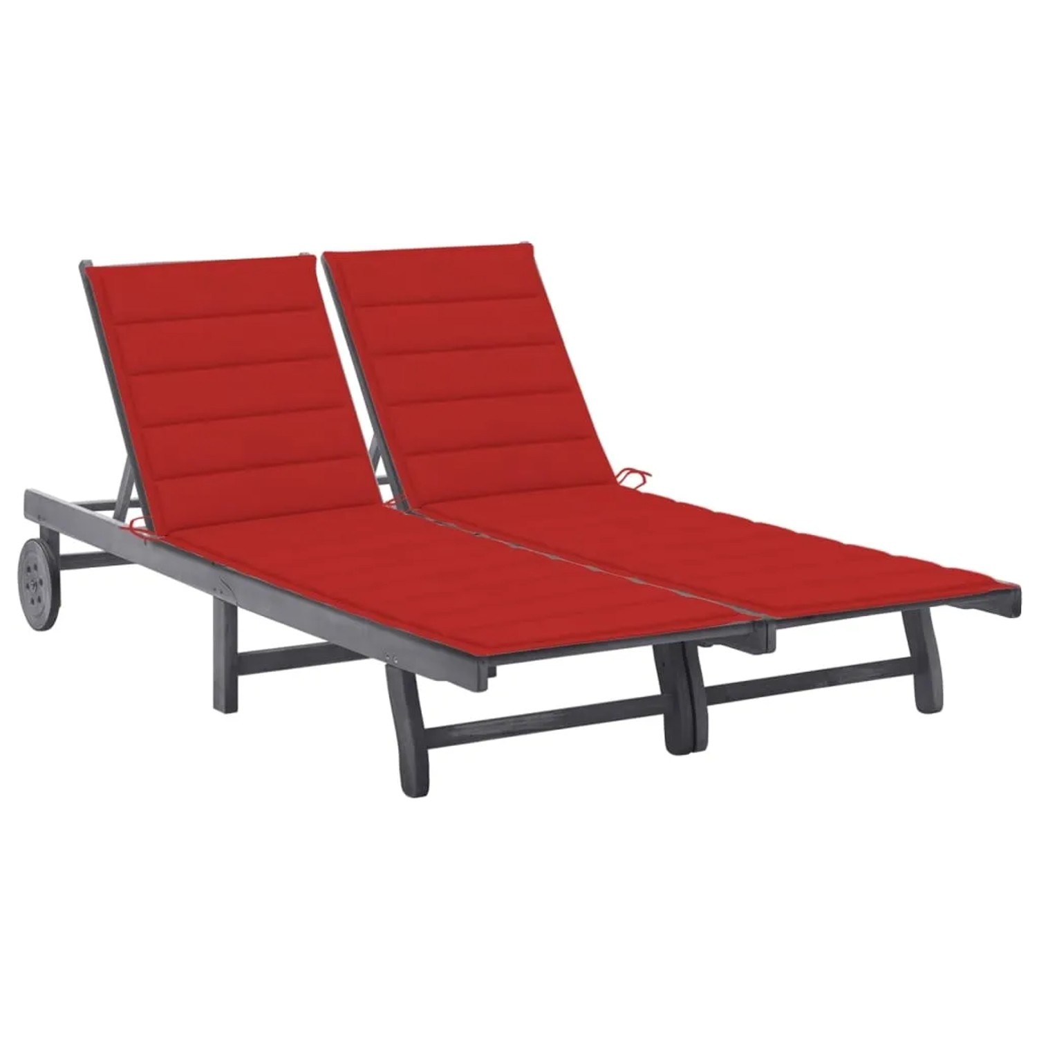 vidaXL 2-Personen-Sonnenliege mit Auflage Grau Akazie Massivholz 3061395